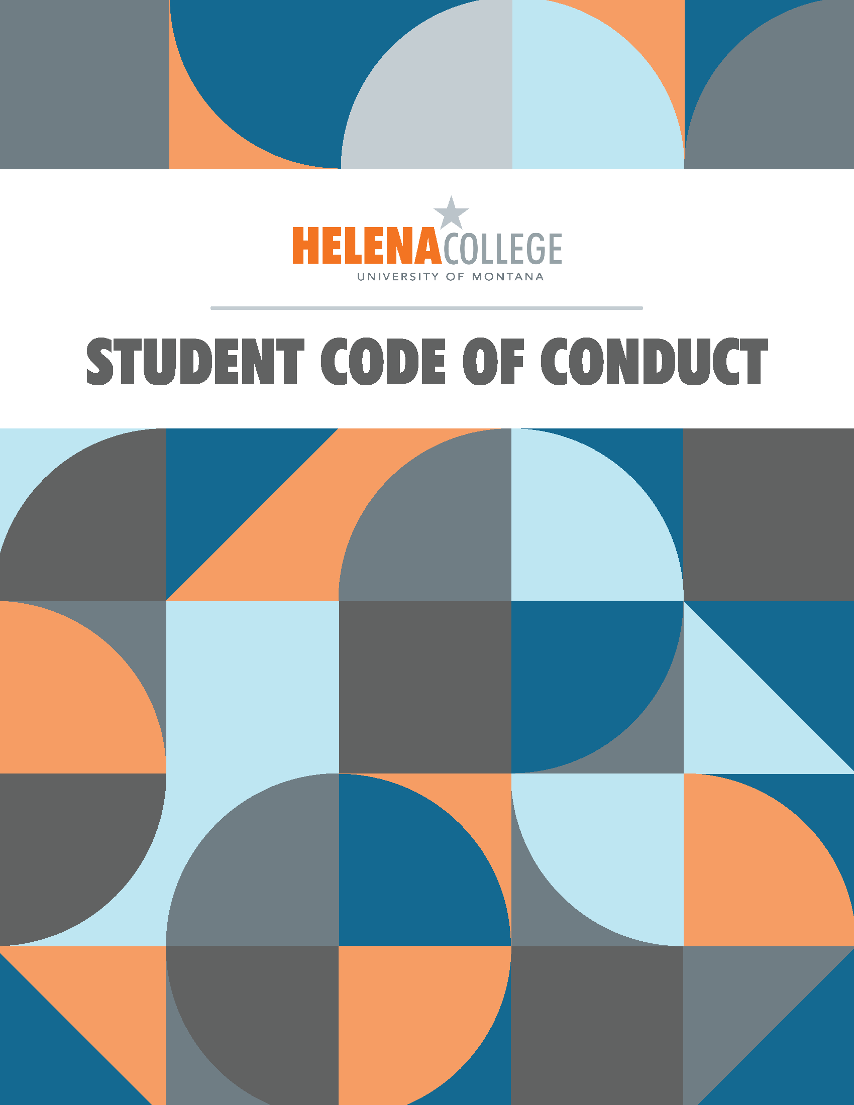 Handbook cover for Helena College code of conduct